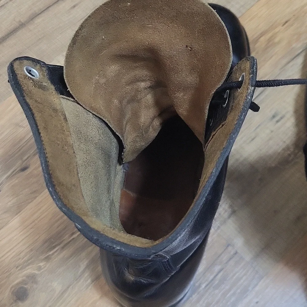 Vintage BF GOODRICH Black Steel Toe Laced Goodyear Heel Combat Boots - 8W - Picture 9 of 16